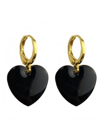 Urban Hippies Øreringe, zwarte hartjes goud